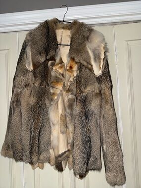 Vintage Genuine Fur Coat Jacket Small Neutral Tones Patchwork Fur